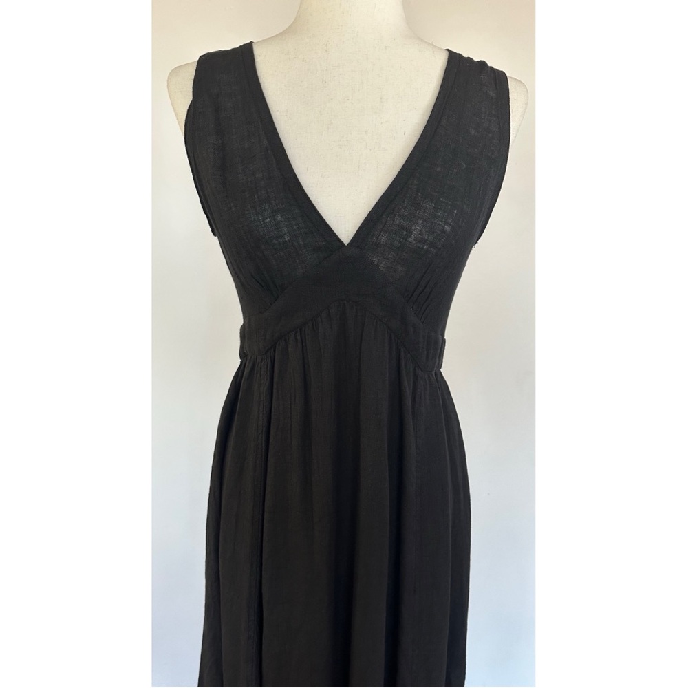 JAGA DTLA Linen Maxi Dress V Neck Full Skirt Size 3 Fitted Bodice - Picture 7 of 14